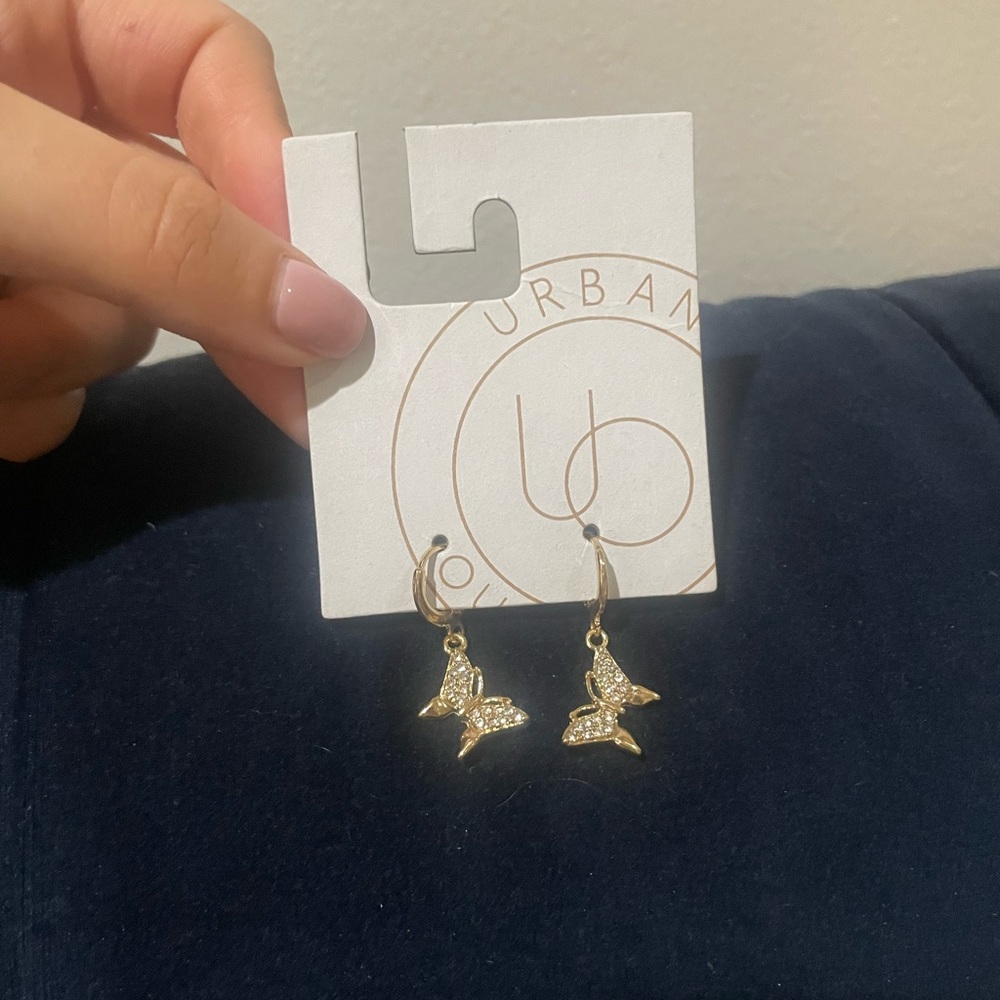 Urban outfitter hoop butterfly earrings
